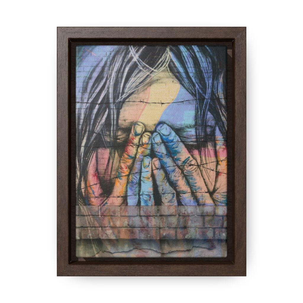 Up Against a Wall - Vertical Framed Premium Gallery Wrap Canvas