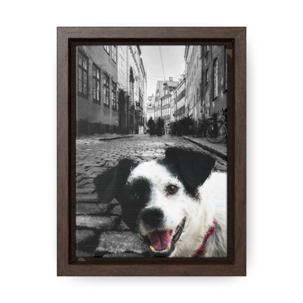 Patch in Almost Black&White - Vertical Framed Premium Gallery Wrap Canvas