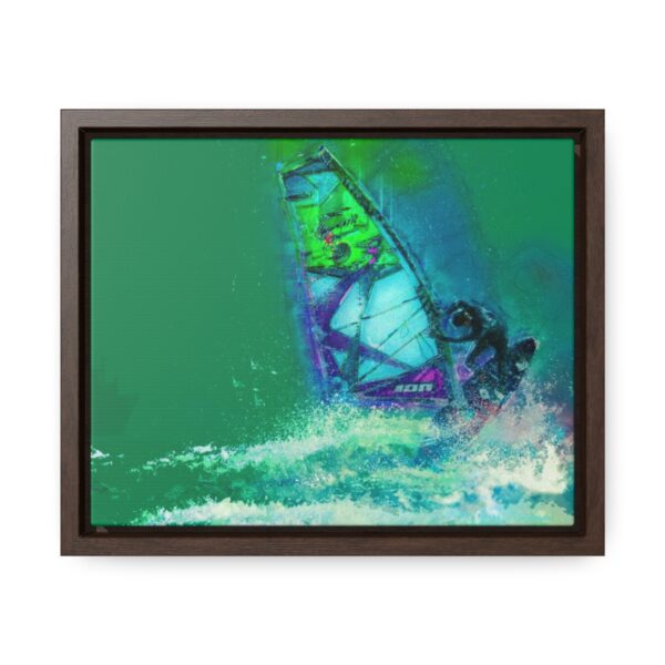 Windsurfer Battling the Waves - on Horizontal Framed Premium Gallery Wrap Canvas