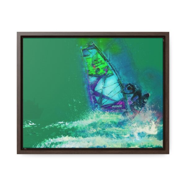 Windsurfer Battling the Waves - on Horizontal Framed Premium Gallery Wrap Canvas