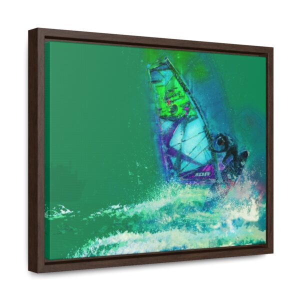 Windsurfer Battling the Waves - on Horizontal Framed Premium Gallery Wrap Canvas