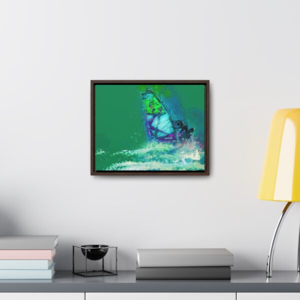 Windsurfer Battling the Waves - on Horizontal Framed Premium Gallery Wrap Canvas