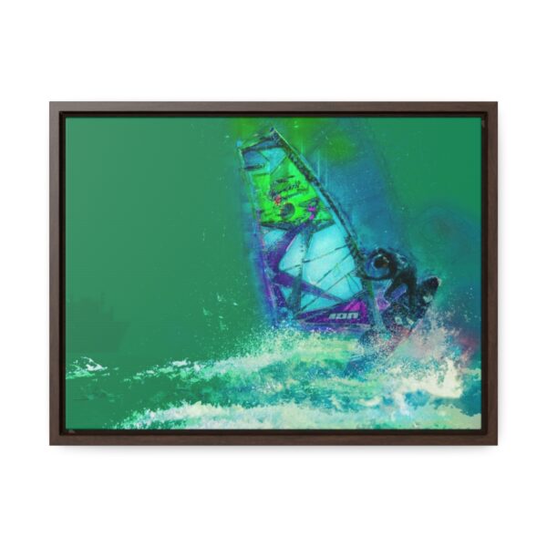 Windsurfer Battling the Waves - on Horizontal Framed Premium Gallery Wrap Canvas