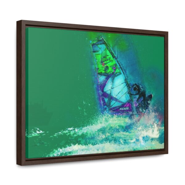 Windsurfer Battling the Waves - on Horizontal Framed Premium Gallery Wrap Canvas