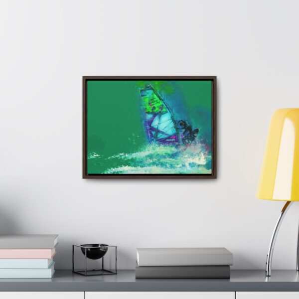 Windsurfer Battling the Waves - on Horizontal Framed Premium Gallery Wrap Canvas
