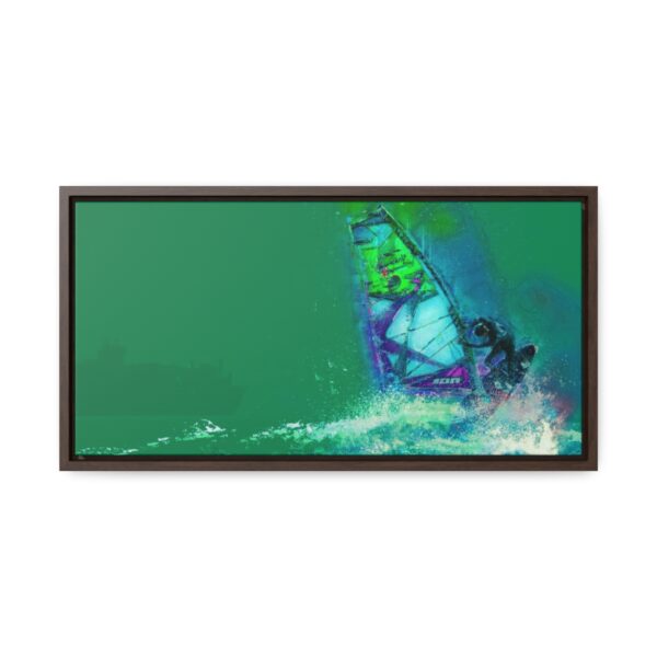 Windsurfer Battling the Waves - on Horizontal Framed Premium Gallery Wrap Canvas