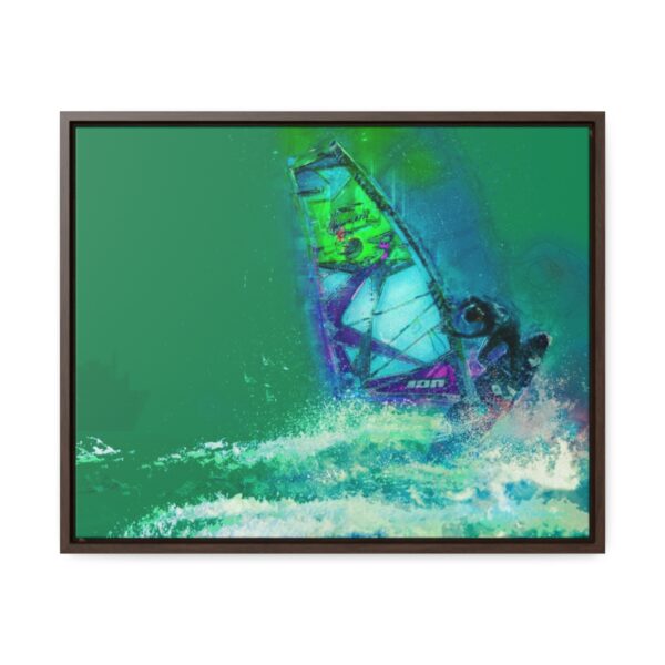 Windsurfer Battling the Waves - on Horizontal Framed Premium Gallery Wrap Canvas