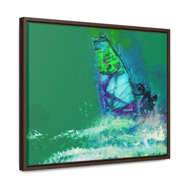 Windsurfer Battling the Waves - on Horizontal Framed Premium Gallery Wrap Canvas