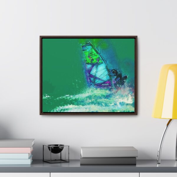Windsurfer Battling the Waves - on Horizontal Framed Premium Gallery Wrap Canvas