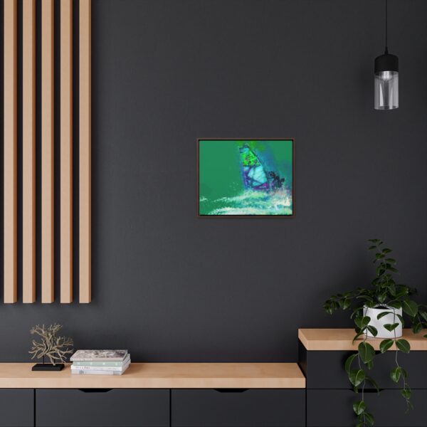 Windsurfer Battling the Waves - on Horizontal Framed Premium Gallery Wrap Canvas