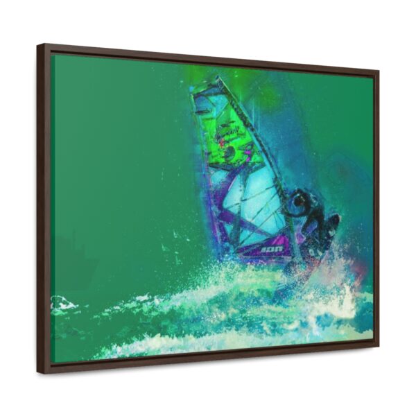 Windsurfer Battling the Waves - on Horizontal Framed Premium Gallery Wrap Canvas