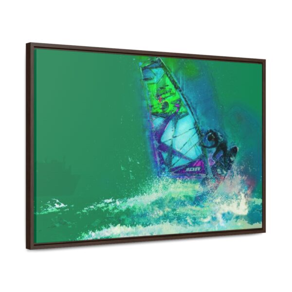 Windsurfer Battling the Waves - on Horizontal Framed Premium Gallery Wrap Canvas