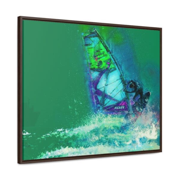 Windsurfer Battling the Waves - on Horizontal Framed Premium Gallery Wrap Canvas