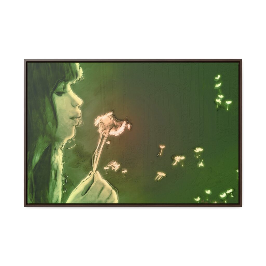 Dandelion Puff - Horizontal Framed Premium Gallery Wrap Canvas