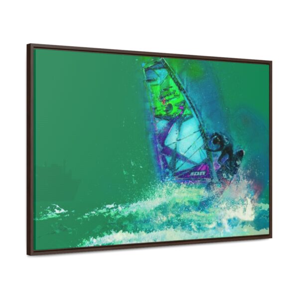 Windsurfer Battling the Waves - on Horizontal Framed Premium Gallery Wrap Canvas