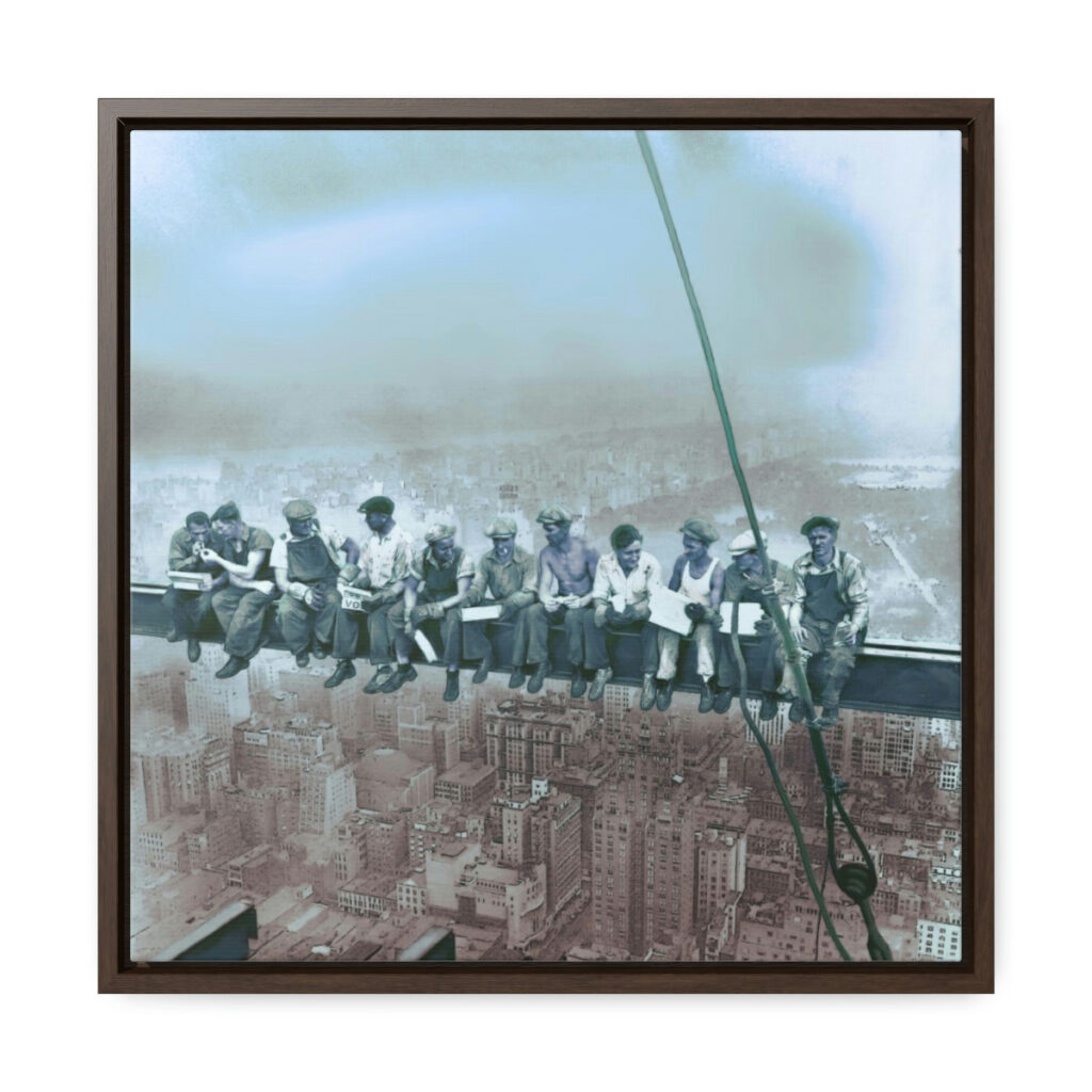 Lunch Atop a Skyscraper - Gallery Canvas Wraps, Square Frame